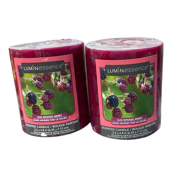Luminessence Sun Ripened Berry Scented Candle 7oz Hostess Holiday Gift Lot of 2 - Picture 3 of 9
